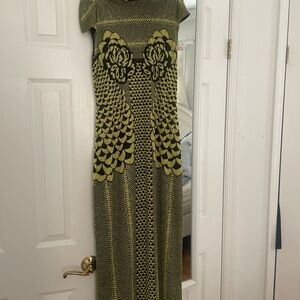 AFRM Green Embellished Maxi Dress Mock Neck Sheath